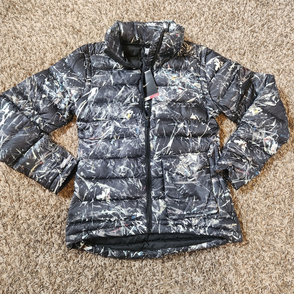 Nike 700 Goose Down Black Camo Puffer Jacket & Vest Womens S Small New Nwt